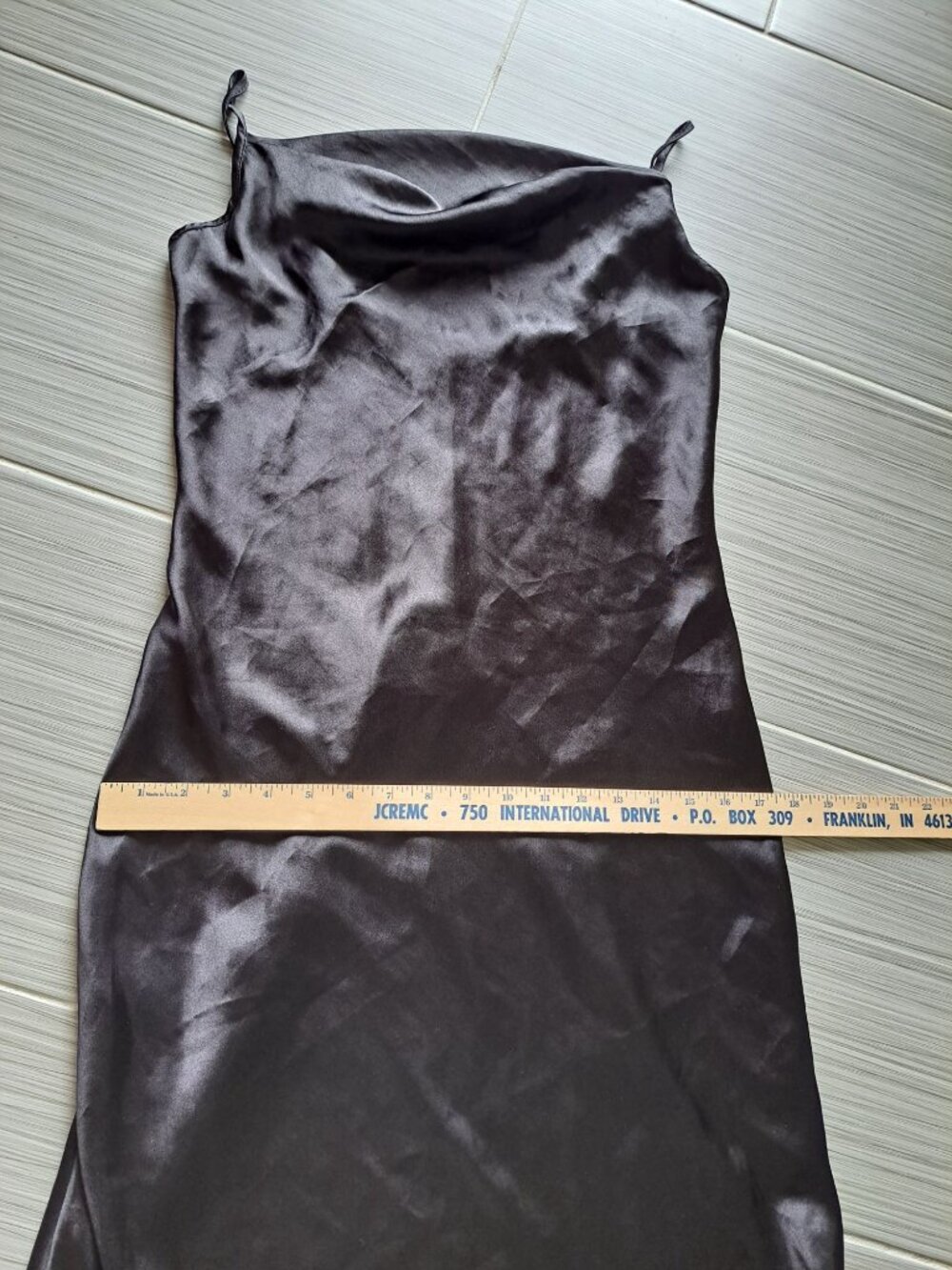 Y2K Bebe Black Satin Cowl Neck Midi Slip Dress Adjustable Straps USA M Sexy - Picture 9 of 12